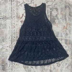 Express - Navy blue sheer lace tank top. #y2k #express